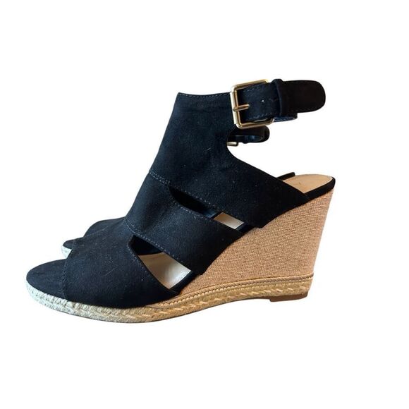 EUC Apt. 9 wedge suede sandals sz 7.5 espadrille minimalist vacation - Picture 1 of 7